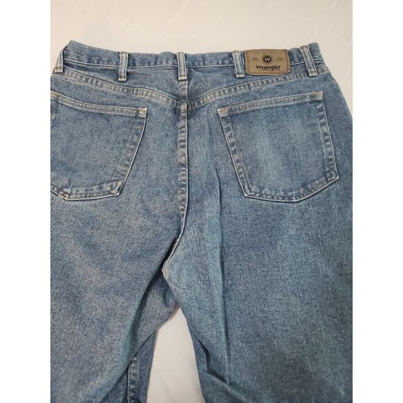 Wrangler Mens Jean Shorts Blue Size 36 100% Cotton Relaxed Fit Button Zip Pocket - Picture 12 of 12